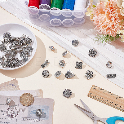 80Pcs 10 Styles 1-Hole Alloy Shank Buttons BUTT-ME0001-05-1
