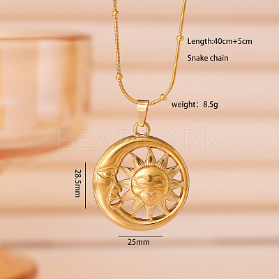 304 Stainless Steel Sun Pendant Necklaces for Women WG60B9D-03-1