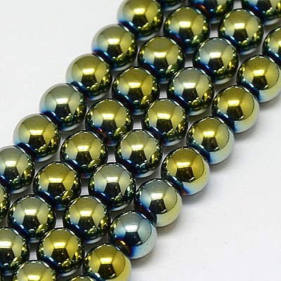 Electroplate Non-magnetic Synthetic Hematite Beads Strands G-J169A-6mm-06-1