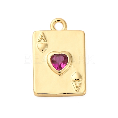 Brass Micro Pave Cubic Zirconia Charms KK-F895-15G-1