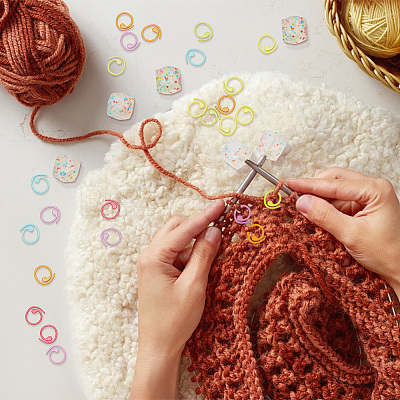 Hexagon with Polka Dot Pattern Food Grade Eco-Friendly Silicone Knitting Needle Stoppers DIY-NB0010-70-1