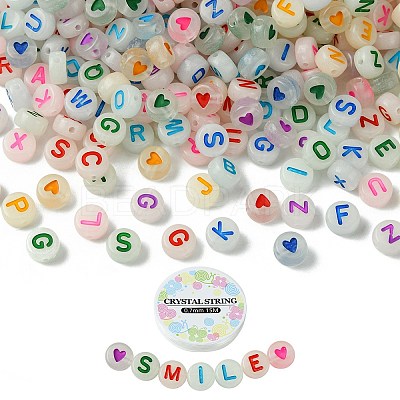 DIY Luminous Acrylic Letter Beaded Stretch Bracelet Making Kit DIY-YW0008-37-1