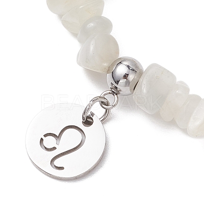 Natural Moonstone Chip Beaded Stretch Bracelets BJEW-JB11133-07-1