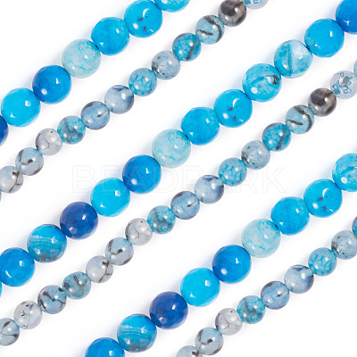 2 Strands 2 Styles Dyed Natural Dragon Veins Agate Beads Strands G-TA0002-44-1