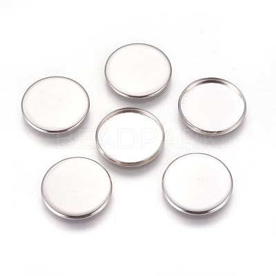 Tarnish Resistant 304 Stainless Steel Plain Edge Bezel Cups STAS-E460-10P-18mm-1
