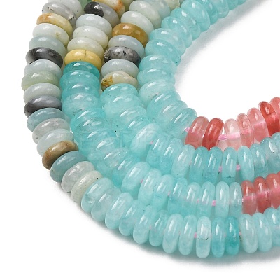 Cherry Quartz Glass & Natural Flower Amazonite & Dyed White Jade Beads Strands X-G-H333-02E-1
