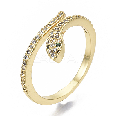 Brass Micro Pave Cubic Zirconia Cuff Rings RJEW-S044-067-NF-1