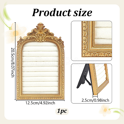 Gold Resin Photo Frame Ring Organizer Display Stands with Velvet Mat ODIS-WH0038-272-1-1