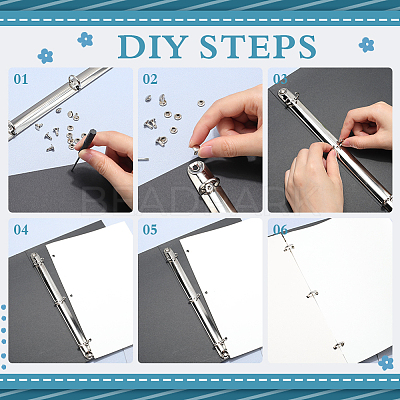 Iron Notebook 3-Ring Loose Leaf Book Binder Hinged Clamp FIND-WH20007-15D-P-1