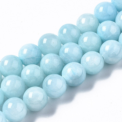 Natural Dyed Yellow Jade Gemstone Bead Strands X-G-R271-10mm-Y04-1