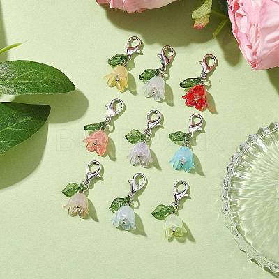 Lily Acrylic Pendant Decorations HJEW-JM01890-01-1