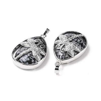 Natural Snowflake Obsidian Pendants G-G900-01P-13-1