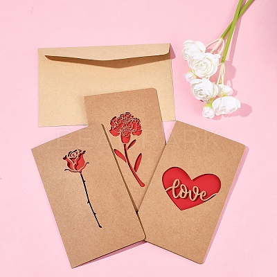 3 Sets Kraft Paper Greeting Cards AJEW-FS0001-27B-1