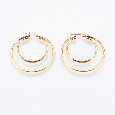 201 Stainless Steel Hoop Earrings X-EJEW-I213-B-02G-1