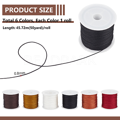 6 Rolls 6 Colors Nylon Braided Cord NWIR-PH0002-27B-1