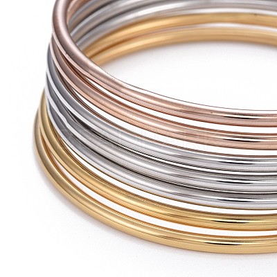 7Pcs 201 Stainless Steel Plain Bangle Sets for Women BJEW-L664-022C-M02-1
