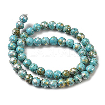 Synthetic Turquoise Dyed Camouflage Beads Strands G-E594-24O-A-1