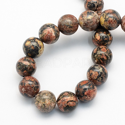 Natural Leopard Skin Jasper Round Beads Strands G-S182-12mm-1