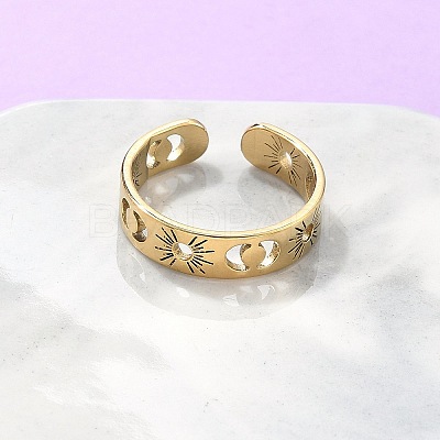 304 Stainless Steel Open Cuff Rings RJEW-K245-55G-1
