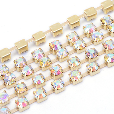 Brass Rhinestone Strass Chains CHC-T004-SS16-02C-1