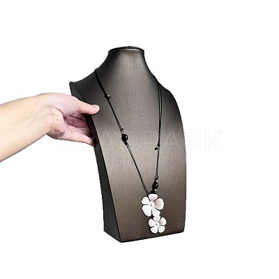 Brass Resin Flower Pendant Adjustable Black Imitation Leather Cord Necklaces for Women WGF4AF0-01-1