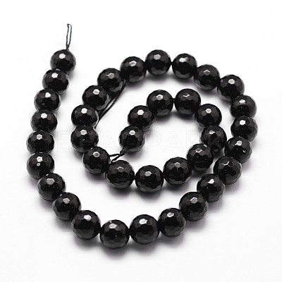 Natural Dyed & Heated Black Onyx Beads Strands X-G-D840-22-10mm-1