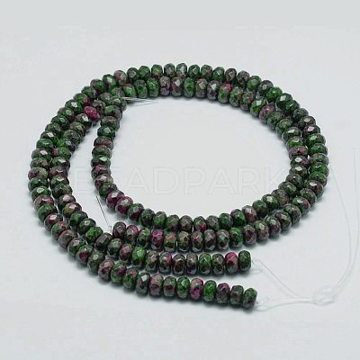 Faceted Natural Ruby in Zoisite Rondelle Beads Strands X-G-K090-04-1