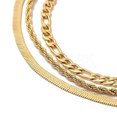Stainless Steel Chains Three Layers Necklaces NJEW-D054-01B-02G-1