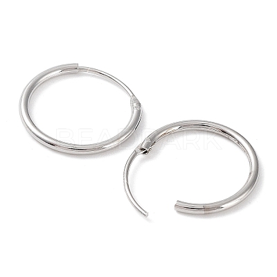 Rhodium Plated 925 Sterling Silver Huggie Hoop Earrings EJEW-K258-02B-P-1