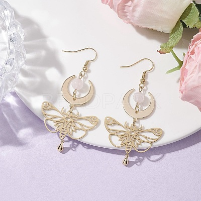 Natural Rose Quartz Dangle Earrings EJEW-TA00398-1