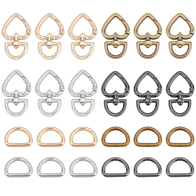 24Pcs 8 Styles Iron D Ring DIY-PH0028-85-1