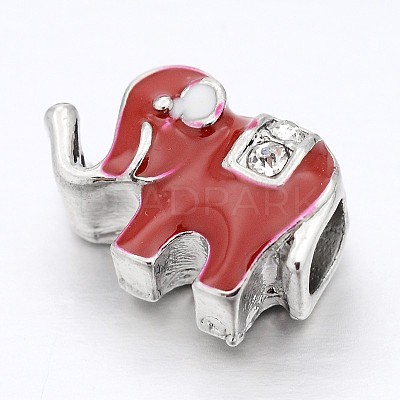 Large Hole Elephant Alloy Enamel European Beads MPDL-L012-04D-1