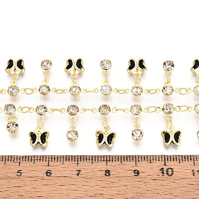 Brass Glass Butterfly Charm Link Chains CHC-T018-12C-G-1