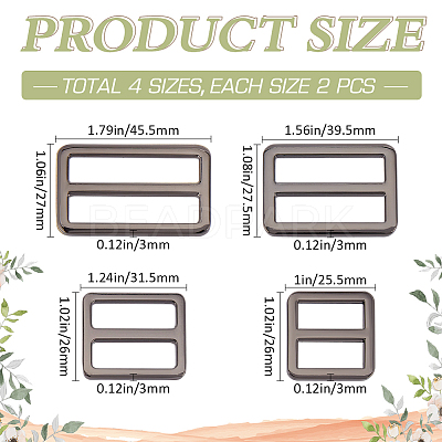 8Pcs 4 Styles Alloy Slider Buckles FIND-GF0007-01B-1