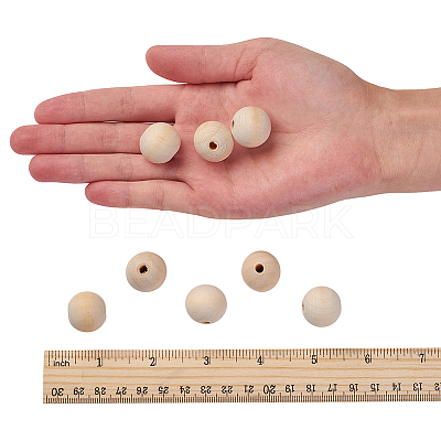 Natural Unfinished Wood Beads WOOD-S651-20mm-LF-1