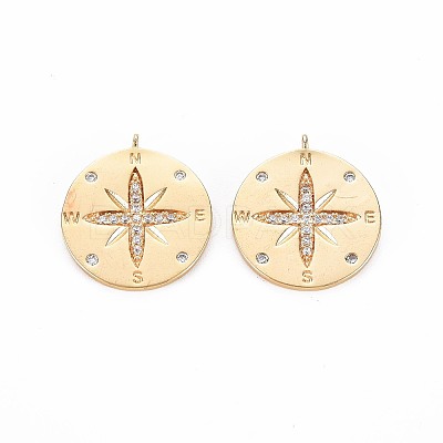 Brass Micro Pave Clear Cubic Zirconia Pendants KK-S356-703-1