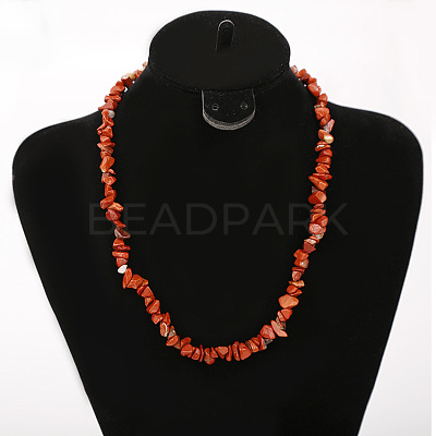 Natural Red Jasper Chip Beaded Necklaces for Women FS-WG9F5E2-11-1