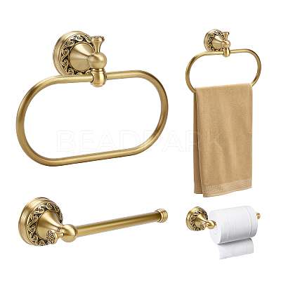 2 Bags 2 Styles Brass Wall Mounted Towel Ring Holder & Toilet Paper Holders Sets AJEW-TW0001-17-1