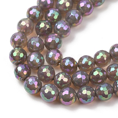 Electroplated Natural Agate Beads Strands G-B191-A07-8mm-03-1