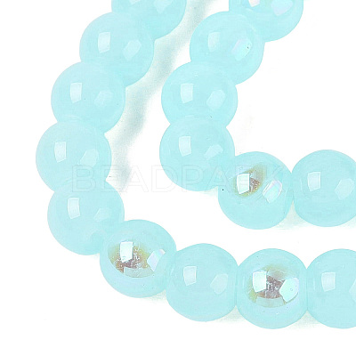 Electroplate Imitation Jade Glass Beads Strands EGLA-Q132-6MM-01B-05-1