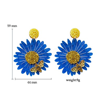 Flower with Bees Acrylic Dangle Stud Earrings FS-WG9FE34-04-1