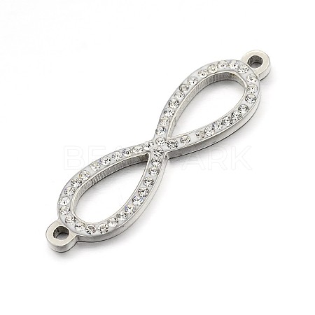 Original Color 304 Stainless Steel Polymer Clay Grade A Rhinestone Infinity Bracelet Links connectors STAS-E084-03-1