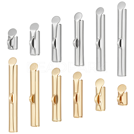 12 Styles 304 Stainless Steel Slide On End Clasp Tubes STAS-BC0003-99-1