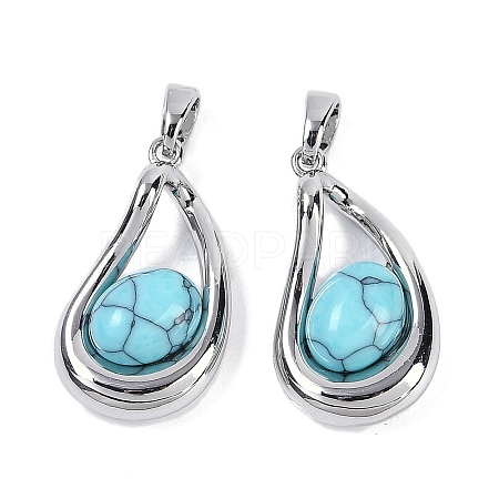 Synthetic Turquoise Teardrop Pendants KK-U043-39P-02-1