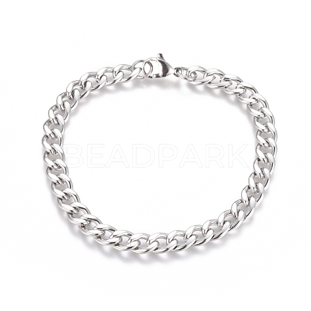 Tarnish Resistant Unisex 304 Stainless Steel Curb Chain/Twisted Chain Bracelets STAS-D0002-40P-1