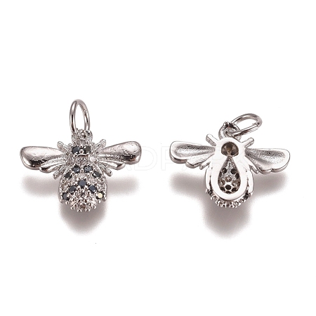 Brass Micro Pave Cubic Zirconia Charms ZIRC-G153-31P-1