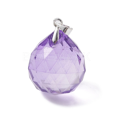 Faceted Teardrop Transparent Glass Pendant PALLOY-JF02348-01-1