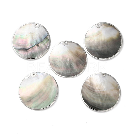 Natural Black Lip Shell Disc Pendants SSHEL-B002-03B-01-1