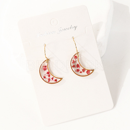 Moon 304 Stainless Steel Dangle Earrings WG43EF9-01-1