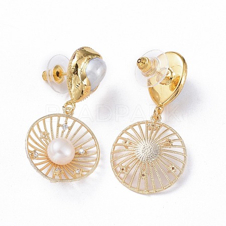 Brass Dangle Stud Earrings EJEW-E249-25A-1